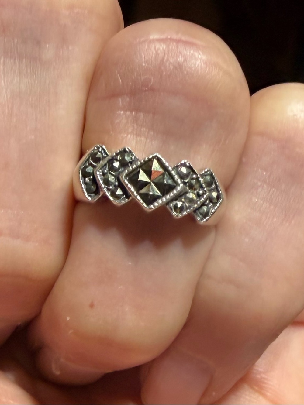 Vintage 925 Sterling Silver Marcasite Ring Size 5